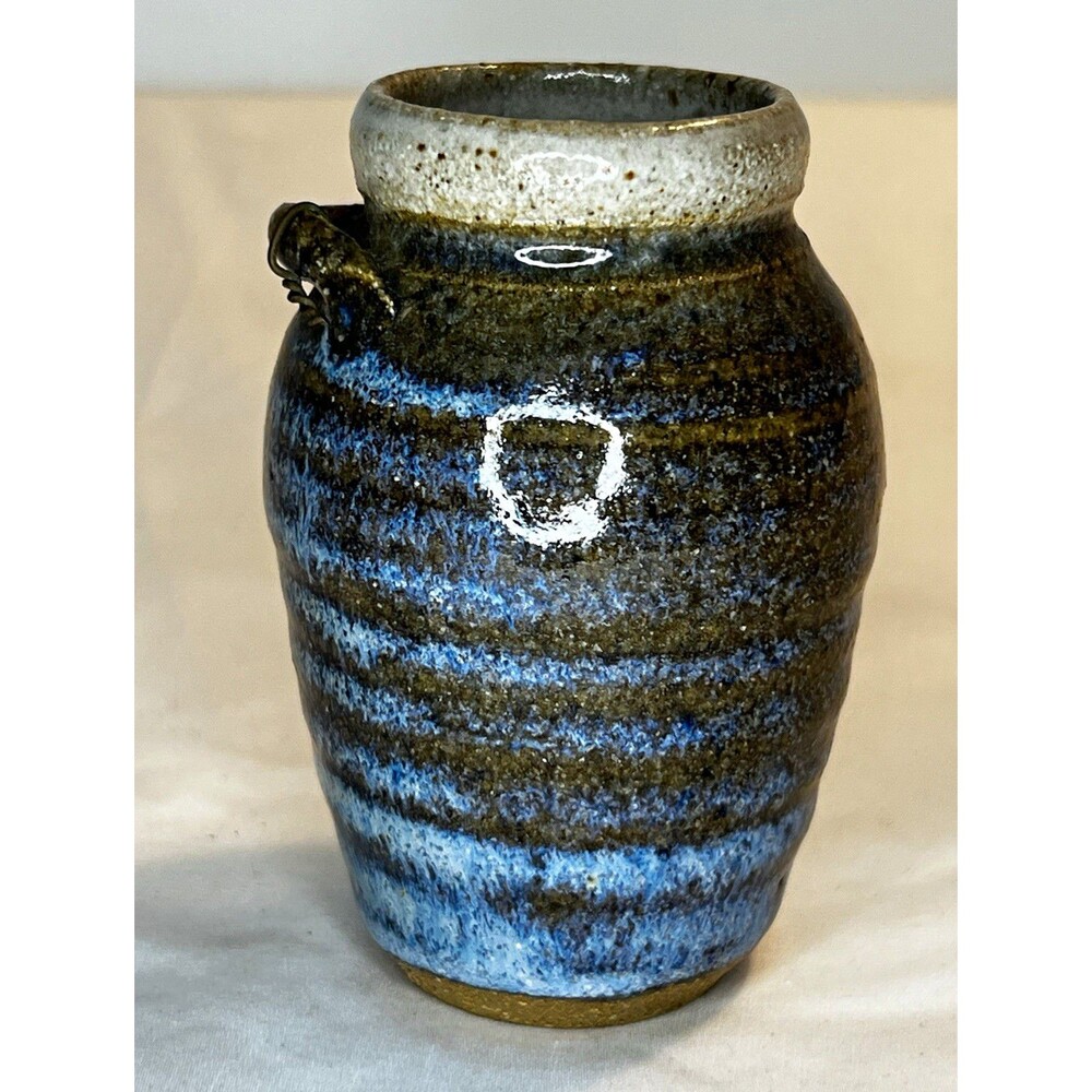 Vintage Sterling Stevens Studio Art Pottery Stoneware Vessel Enso Circle Signed